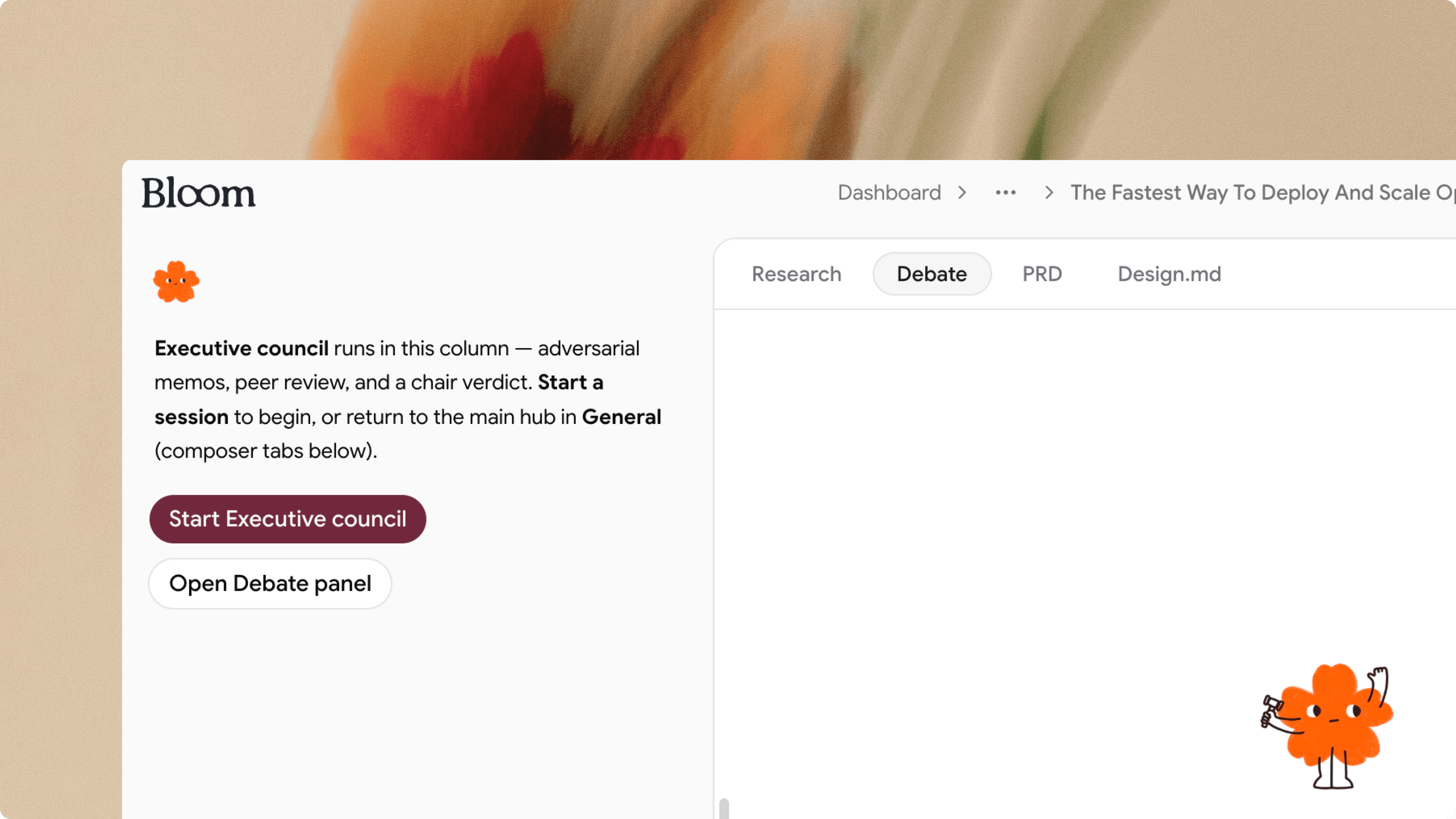 Bloom workspace — dashboard preview